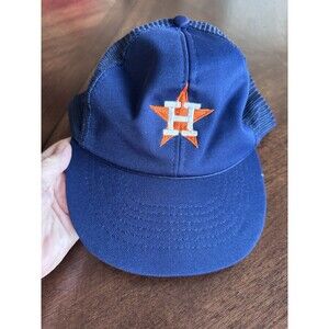 Vintage Houston Astros Snapback Hat Cap Navy Mesh Trucker 90s Adjustable License